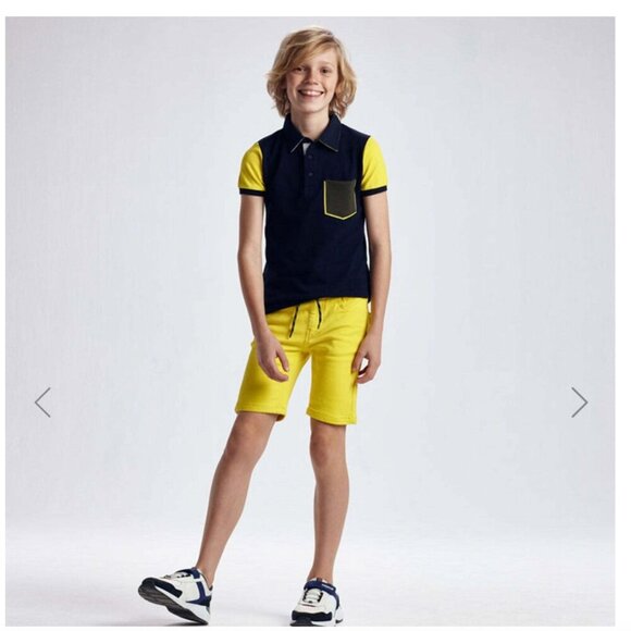 Mayoral Bright Jersey Yellow Cotton Blend Elastic Waist Shorts {6} - Picture 1 of 6